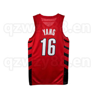 Portland Trail Blazers YANG SIMMINS Maillot de <span class=keywords><strong>basket</strong></span>-ball imprimé par transfert thermique 100 % polyester à séchage rapide pour <span class=keywords><strong>homme</strong></span>, grande taille - Product Image 4