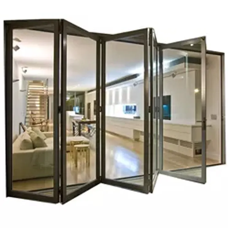 Aluminum Bi Fold Door Customized Waterproof Exterior Aluminum Glass Bifold Patio Sliding Bi Folding Door