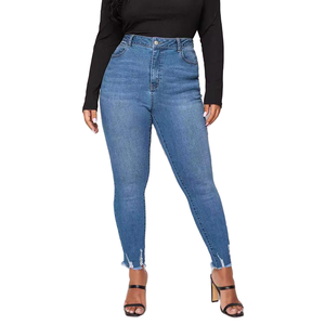 Venta al por mayor OEM Tallaje Grande Dobladillo Desgastado Skinny <span class=keywords><strong>Jeans</strong></span> 0XL-8XL Mujeres Stretch Denim Lápiz Pantalones para <span class=keywords><strong>Curvy</strong></span> Tapered Joggers - Product Image 6