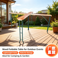 Ensemble table et banc en bois de sapin massif, structure pliable en métal de style jardin traditionnel, pour l'extérieur, le patio, le camping, les pique-niques