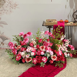 Nhà Máy Bán buôn Hot Hồng bối cảnh đám cưới khung trang trí nội thất hoa Sắp Xếp Hàng Floral Floor <span class=keywords><strong>Flower</strong></span> tổ chức sự kiện trang trí Rose - Product Image 3