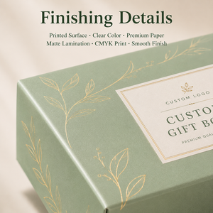 Boîtes cadeaux pliables personnalisées avec impression feuille or vert sauge et logo personnalisé - Product Image 3