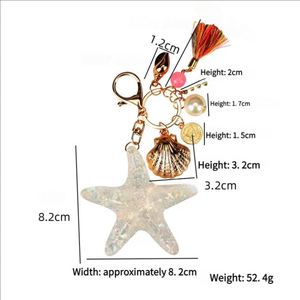 Colgante de Borla de Concha de Cristal, Elegante Adorno para Bolso, Llavero de Playa para Verano/Vacaciones, Llavero de Vida Marina de Moda - Product Image 6
