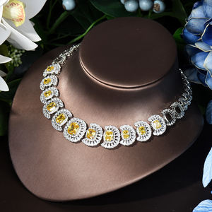 Hibride Luxe Vierkante Vorm Gele Kleur Zirkonia Sieraden Sets Voor Vrouwen Bruids Sieraden Dubai Nigeria Bruiloft Set N-824 - Product Image 5