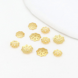 Flower Shape Hollow Bead Caps For <b>Bracelet</b> Making <b>Copper</b> Plated Gold And Silver 8 Petal DIY Jewelry Findings - Product Image 2