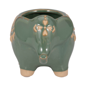 Vaso per Fiori a Forma di Elefante, Decorativo in Ceramica Stoneware per Piante Succulente da Interno ed Esterno - Product Image 4