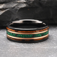 Bague en carbure de tungstène noir 8MM, ensemble de baril de whisky en bois et turquoise, bague de fiançailles et de mariage pour hommes, bijoux de mode pour femmes
