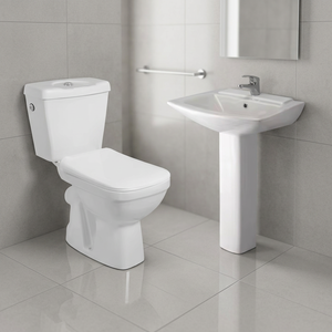 Wholesale Cheap Ceramic Sanitary Ware Two-Piece WC Toilet Dual-Flush Concealed Tank Pedestal Basin Set Gravity Flushing P-trap - Product Image 5