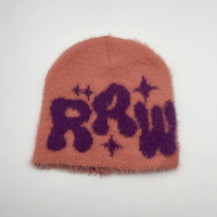 Großhandel Flauschige Nerz-RAW-Beanie-Mütze mit Buchstaben und Stern, flauschige Strickmütze, warme Winter-Plüsch-Street-Hip-Hop-Mütze für Herren und Damen, Alltag und Outdoor