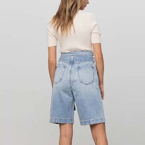 <strong>Women's</strong> High Waist Vintage Summer <strong>Shorts</strong> Loose <strong>Denim</strong> Jeans with Button Decoration Breathable <strong>Knee</strong> <strong>Length</strong> Distressed Wash - Product Image 4