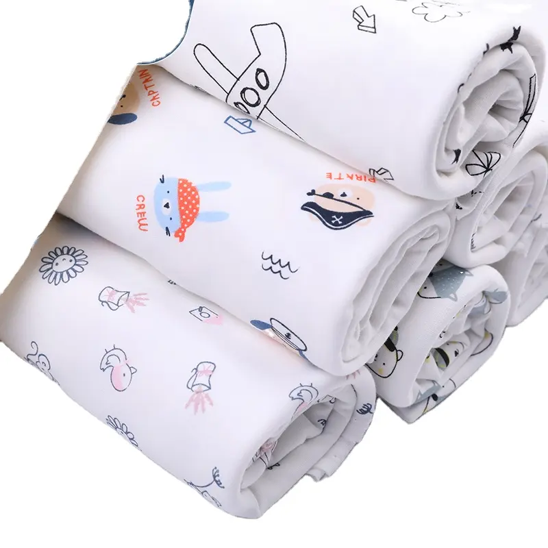 printed knitted interlock soft breathable 100% cotton fabric for baby cloth cotton fabric gsm 190