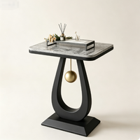 Mesa de Centro con Tapa de Piedra Sinterizada y Estructura Metálica, Diseño Moderno para Sala de Estar, Dormitorio y Cocina