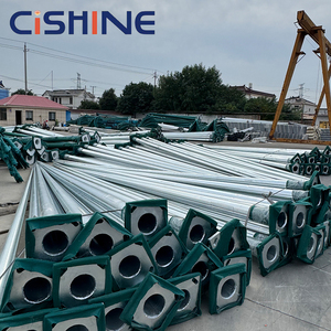 עמוד תאורת רחוב מסחרי סולארי מפלדה מגולוונת, בצורת מתומן/חרוטי, בגובה 9 מטר, עם זרוע אחת/זוג זרועות, מתוצרת מפעל מקצועי. - Product Image 5