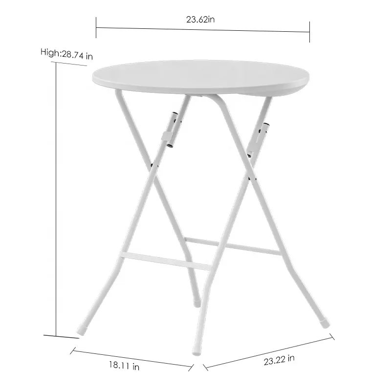 Benjia גבוהה באיכות 2FT 60*74cm עגול פלסטיק מתקפל שולחן פלסטיק לבן שולחן עגול