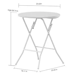 Benjia High Quality 2FT 60*74cm Round Plastic Folding Table Plastic White Round Table