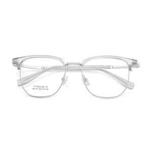 Monture de lunettes Danyang en titane M6145, rectangulaire, monture complète, confortable, unisexe, verres en acrylique, branches avec revêtement IP - Product Image 1