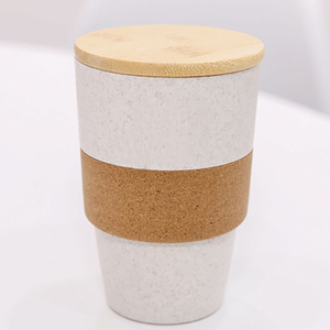Di alta qualità OEM riutilizzabile sughero tazza di caffè 350ml 420ml materiale paglia di grano tazza con coperchio di bambù e sughero impugnatura - Product Image 2