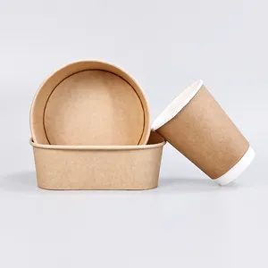 Factory Direct Sale Takeaway 500ml 750ml 1000ml Salad To Go Square Ramen Paper Serving Bowls