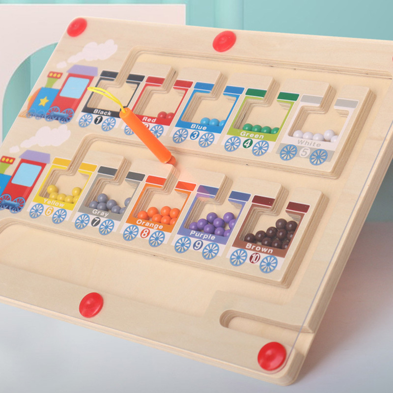 COMMIKI Wooden Train Themed Counting Board