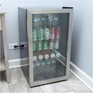Alera 3.4 Cu. Ft. <b>Electric</b> Beverage <b>Cooler</b> Stainless Steel/Black <b>with</b> Glass Door for Household Hotels and RVs - Product Image 4
