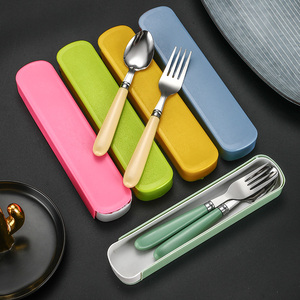 Regalo de promoción barato, cuchillo de acero inoxidable, tenedor, cuchara, palillos, Picnic al aire libre, juego de cubiertos portátil con estuche para niños - Product Image 6