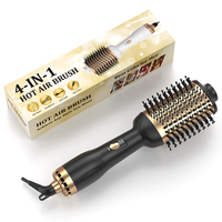 Sèche-cheveux électrique professionnel 4 en 1 avec brosse pour lisser et boucler les cheveux