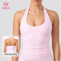 Soutien-gorge de sport OEM HUCAI personnalisé à col halter push-up, dos nu, haute intensité, pour femme, idéal pour le yoga, la gym et le fitness
