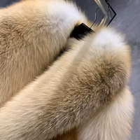 Manteaux de luxe en fourrure de renard naturelle pour femmes, mode hiver, véritable fourrure de renard doré, manteau court chaud en peau entière avec col rabattable