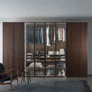 Armario Vestidor Moderno con Puerta de Vidrio y Aluminio, Puerta de Vidrio Negro con Bisagras - Product Image 3
