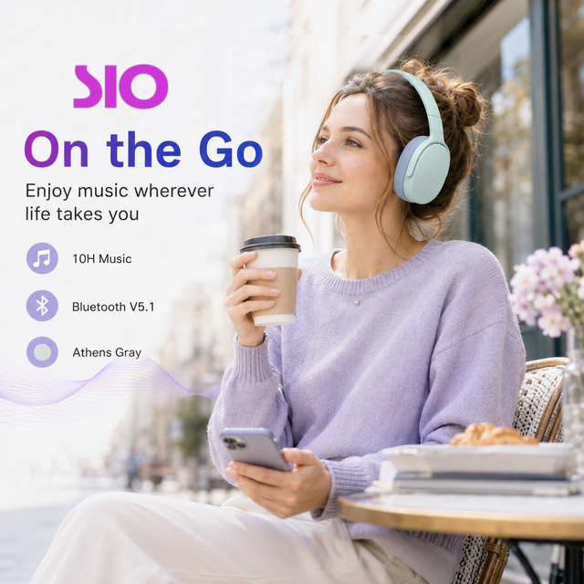 High Sensitivity 113dB Stereo Sound Long Battery Life 10H Playtime Wireless BT Headset With Mic for Music Earphones