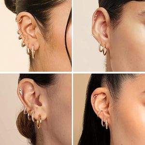 18K Gold Plated Brass Cartilage Cute Mini Thin <strong>Tragus</strong> <strong>Hoops</strong> Multiple Piercings Aretes <strong>Hoop</strong> Huggie Earrings Sets Trendy - Product Image 3