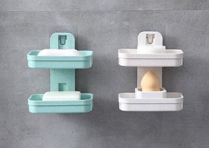 Étagère de rangement et <span class=keywords><strong>porte</strong></span>-<span class=keywords><strong>savon</strong></span> en plastique à faible quantité minimale de commande ensemble d'accessoires de décoration de salle de bain <span class=keywords><strong>sans</strong></span> <span class=keywords><strong>perçage</strong></span> avec drain pour une utilisation pratique - Product Image 5