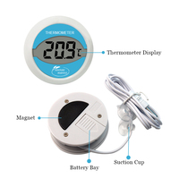 Thermomètre numérique S-W10 avec aimant thermomètre de fenêtre de forme ronde petit mini thermomètre de congélateur de réfrigérateur
