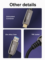 Cable Óptico Activo USB 3.0 AOC de 30m, Cable de Extensión USB A a C de 5Gbps para Cámara, Extensor KVM