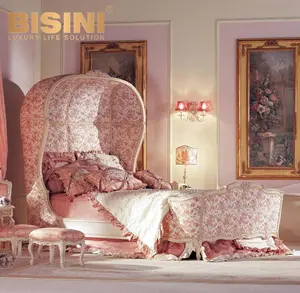 红色实木鸟笼设计女孩床高床头装饰儿童卧室家具