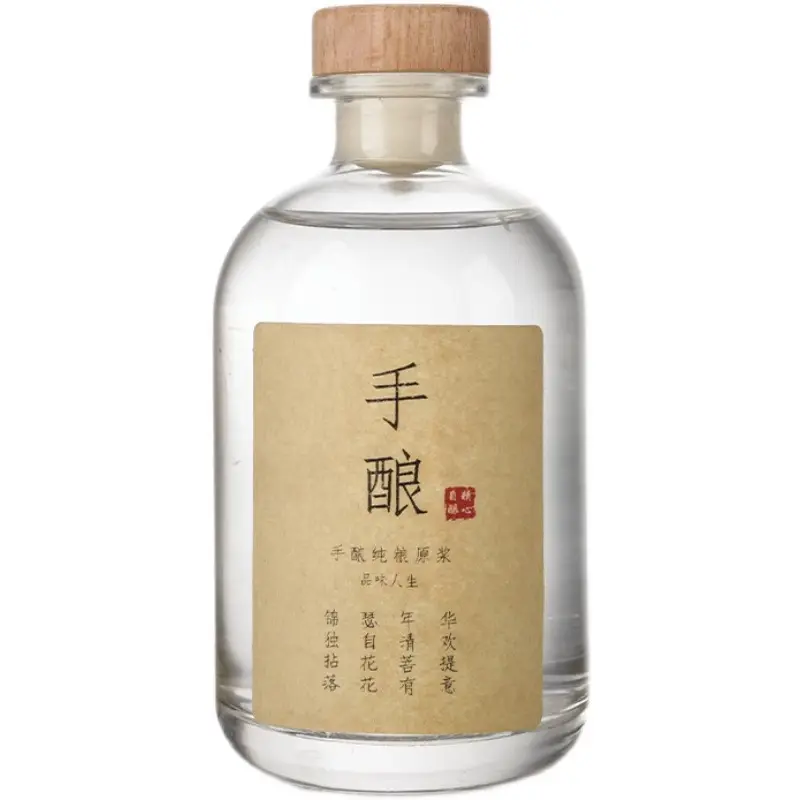 透明無垢材ストッパー空のボトルを醸造するために特別に使用される1キログラムのBaijiuガラス瓶