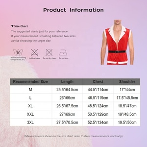 Mens <b>Velvet</b> Santa Vest Costume Faux Fur Collar Belt Lace Up Faux Leather <b>Shorts</b> Christmas Party Coat Tops Custom - Product Image 6
