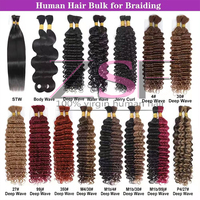 Cheveux humains vierges indiens bruts de haute qualité, alignés dans le sens des cuticules, couleur naturelle, ondulation profonde, en vrac, non traités, pour tressage en gros