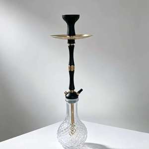 Black Glass <b>Hookah</b> Set Metal Stand Water <b>Pipe</b> with Bowl Tray Dual Tube for Lounge Bar - Product Image 1