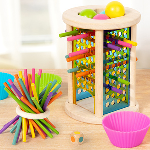 Juego de Mesa Educativo 3 en 1 de Madera para Niños: Juguete de Equilibrio, Palos de Arrastre y Entrenamiento Cognitivo de Colores - Product Image 1