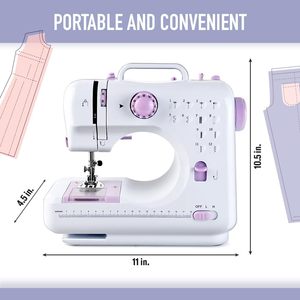 Máquinas de Coser Portátiles de Velocidades Alta y Baja con 12 Puntadas Incorporadas, Costura Inversa, Hilo Doble, Sobrehilado y para Remendar - Product Image 5
