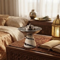 Brûleur à encens Mabkhara en marbre personnalisé, brûleur à encens en pierre naturelle, aromathérapie, couvercle en métal pour la décoration de la maison, de l'hôtel, de la villa, de la salle de thé