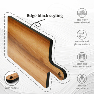 Tabla de cortar de madera personalizada con mango, tabla de charcutería natural, juego de tabla de cortar queso rectangular de madera de acacia - Product Image 4