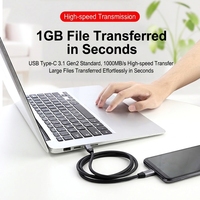 Cable de Datos USB 3.1 Tipo-C a Tipo-C con Funciones Completas, 10Gbps, 4K 60Hz, 60W PD, Carga Rápida para Computadora y Cámara