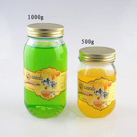 500Ml 1000Ml Of 500G 1000G Transparant Rond Fruit Ingeblikt Voedsel Augurk Voedselopslag Glazen Pot Met Metalen Diep Deksel