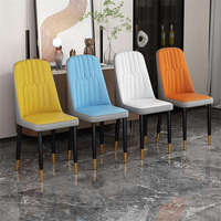 Chaises de salle à manger de luxe confortables en cuir PU avec siège en cuir souple Bar industriel portable en métal pour bureau à domicile et hôtels