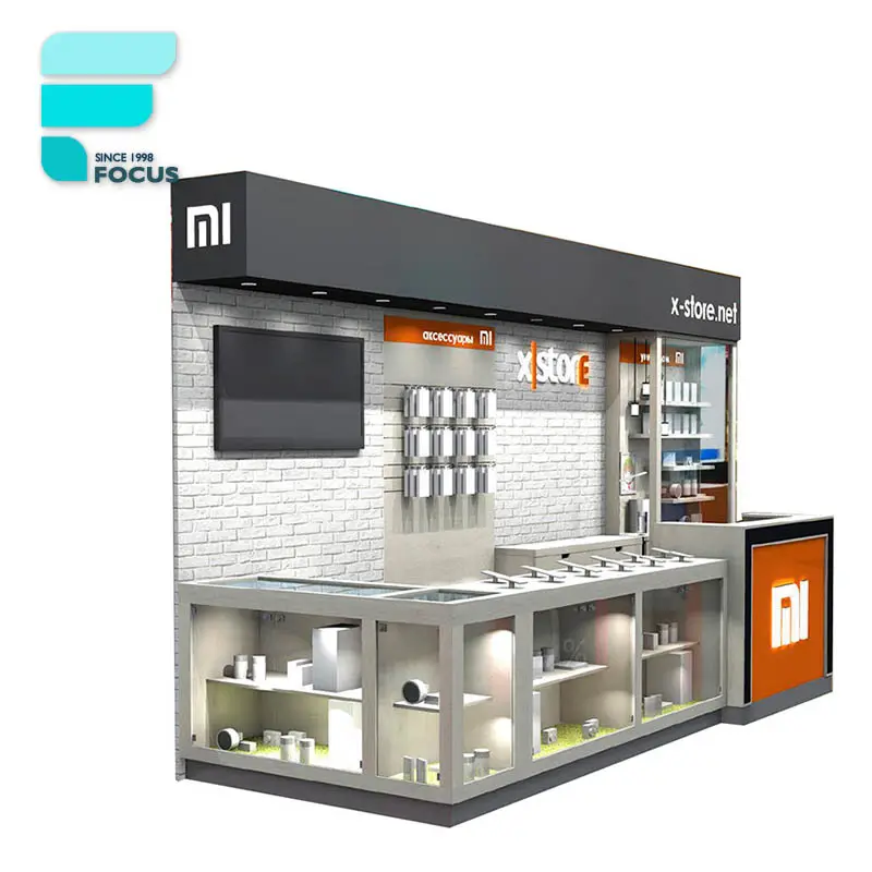 Hot Selling Modern Shop Name Fitting Cell Store Design Kiosk Display Interior Mobile Counter Mobile Phone Showcase Stand