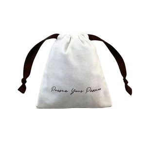 Pochette à cordon personnalisée avec logo imprimé, recyclable, petite, en coton écologique, pour bijoux, sac anti-poussière - Product Image 1
