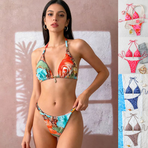 Nouveau Maillot de Bain Deux Pièces Femme 2026 Multicolore à Bretelles Croisées, Coupe Triangle, Style Européen et Américain - Product Image 4