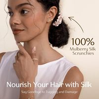 Lot de 6 Chouchous Personnalisables en Soie de Mûrier 100% Naturelle – Accessoires Cheveux en Soie Sans Dommage pour Femmes et Filles – Noir et Champagne